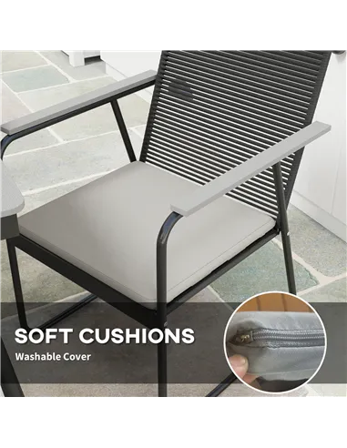 Outsunny 6 Seater Garden Dining Set with Soft Cushions, Rattan Backrest, Rectangular Plastic Top, Garden Furniture Set, Outdoor 