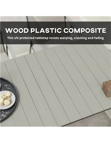 Outsunny 6 Seater Garden Dining Set with Soft Cushions, Rattan Backrest, Rectangular Plastic Top, Garden Furniture Set, Outdoor 