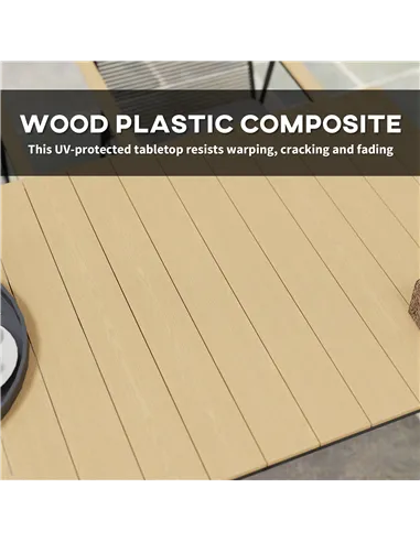 Outsunny 6 Seater Garden Dining Set with Soft Cushions, Rattan Backrest, Rectangular Plastic Top, Garden Furniture Set, Outdoor 