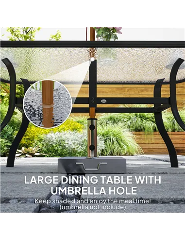 Outsunny Seven-Piece Garden Dining Set with Cushions - Black