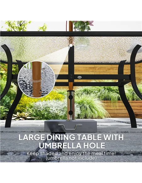 Outsunny Seven-Piece Garden Dining Set with Cushions - Black