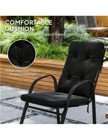 Outsunny Seven-Piece Garden Dining Set with Cushions - Black