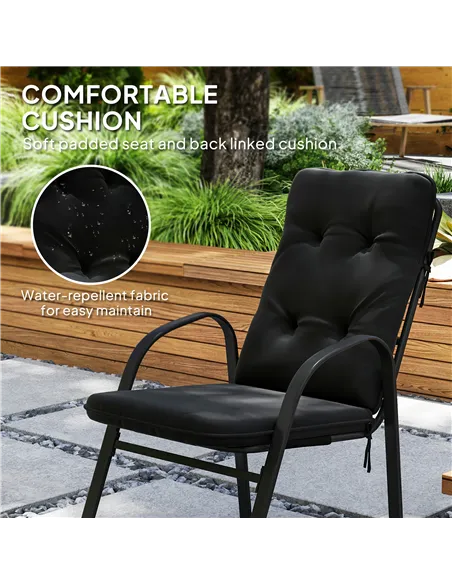 Outsunny Seven-Piece Garden Dining Set with Cushions - Black