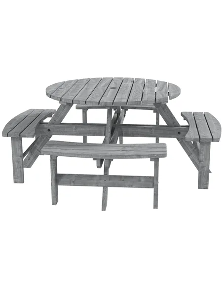 Outsunny 8-Seater Wooden Picnic Set-Fir Wood