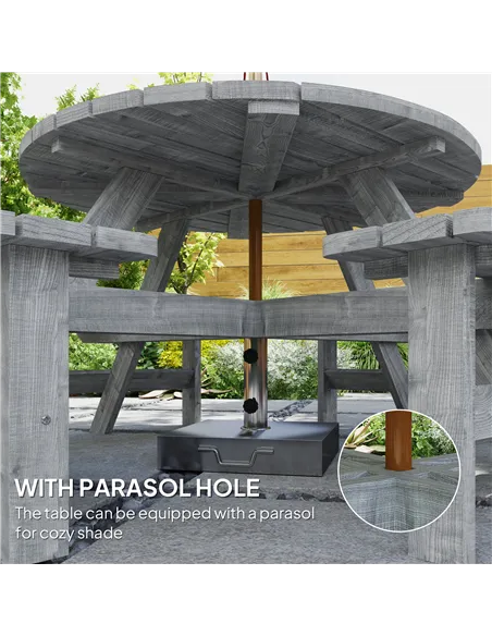 Outsunny 8-Seater Wooden Picnic Set-Fir Wood