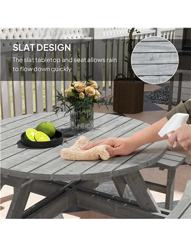 Outsunny 8-Seater Wooden Picnic Set-Fir Wood