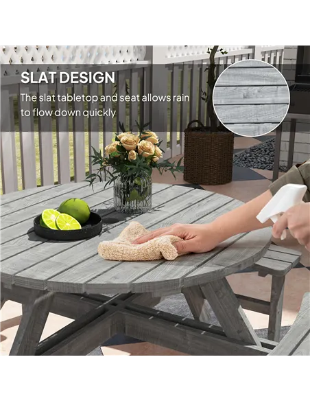 Outsunny 8-Seater Wooden Picnic Set-Fir Wood