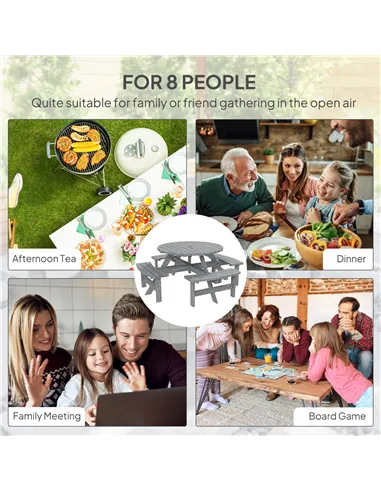 Outsunny 8-Seater Wooden Picnic Set-Fir Wood