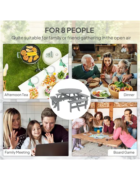 Outsunny 8-Seater Wooden Picnic Set-Fir Wood