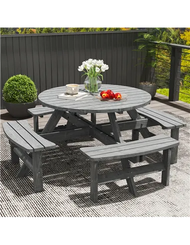 Outsunny 8-Seater Wooden Picnic Set-Fir Wood