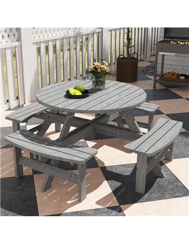 Outsunny 8-Seater Wooden Picnic Set-Fir Wood