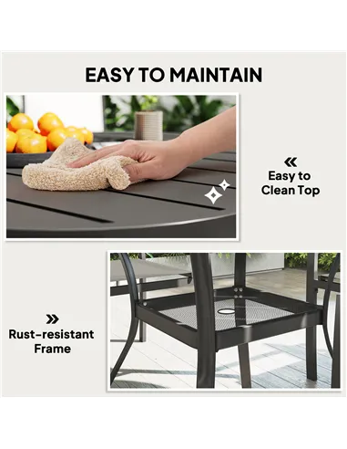 Outsunny 5 Piece Garden Furniture Set, Garden Dining Set with Round Table and 4 Stackable Chairs, Steel Frame, for Outdoor, Pati