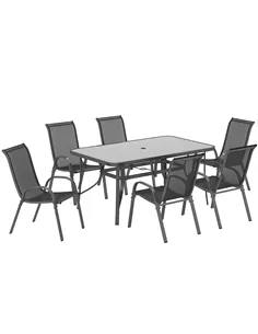 Outsunny Seven-Piece Outdoor Dining Set - Charcoal Grey
