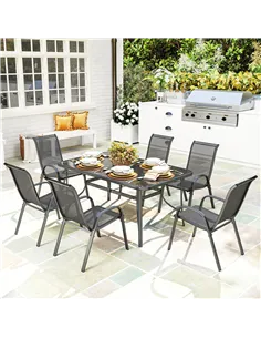 Outsunny Seven-Piece Outdoor Dining Set - Charcoal Grey 2