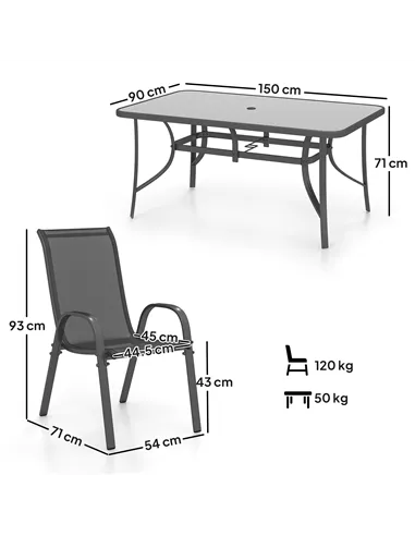 Outsunny Seven-Piece Outdoor Dining Set - Charcoal Grey