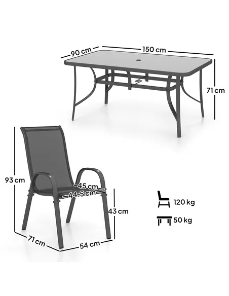 Outsunny Seven-Piece Outdoor Dining Set - Charcoal Grey