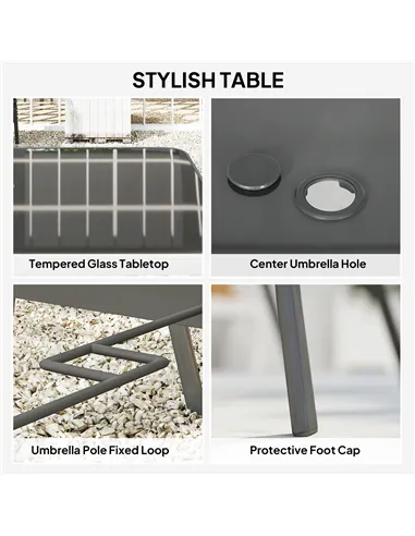 Outsunny Seven-Piece Outdoor Dining Set - Charcoal Grey