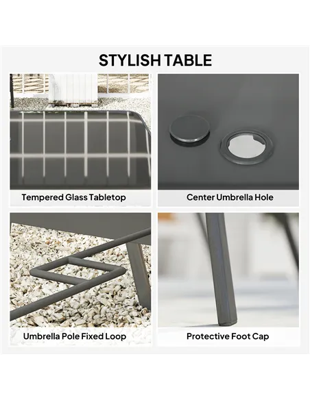 Outsunny Seven-Piece Outdoor Dining Set - Charcoal Grey