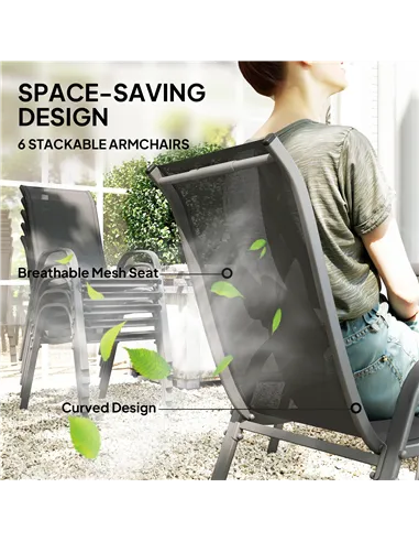 Outsunny Seven-Piece Outdoor Dining Set - Charcoal Grey