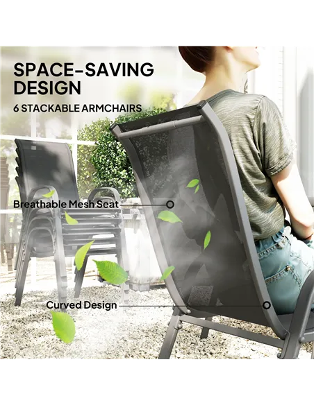 Outsunny Seven-Piece Outdoor Dining Set - Charcoal Grey