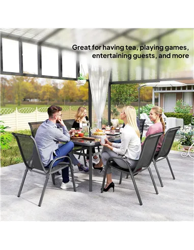 Outsunny Seven-Piece Outdoor Dining Set - Charcoal Grey