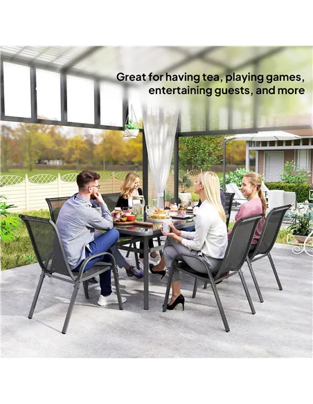 Outsunny Seven-Piece Outdoor Dining Set - Charcoal Grey