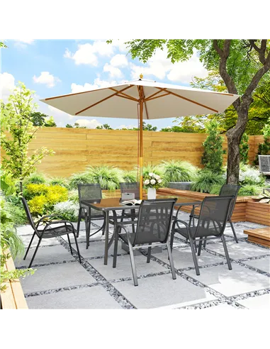Outsunny Seven-Piece Outdoor Dining Set - Charcoal Grey