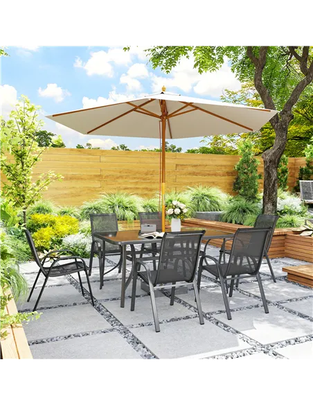 Outsunny Seven-Piece Outdoor Dining Set - Charcoal Grey