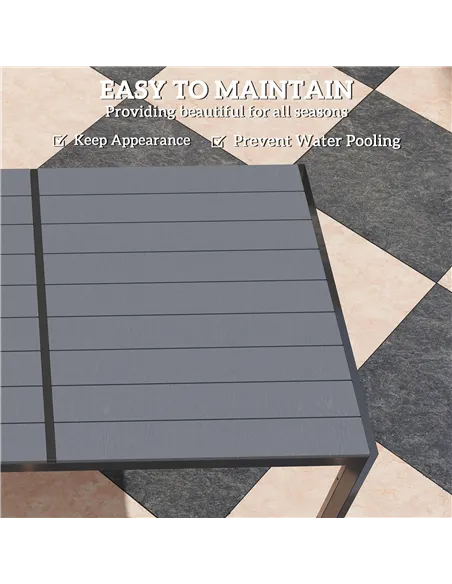 Outsunny 7 Piece Garden Dining Set, Outdoor Furniture Set with 6 Stackable Chairs and 150 cm Rectangle Table, WPC Slatted Top, R