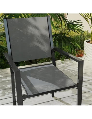 Outsunny 7 Piece Garden Dining Set, Outdoor Furniture Set with 6 Stackable Chairs and 150 cm Rectangle Table, WPC Slatted Top, R