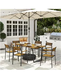 Outsunny Seven-Piece Wood Panel Patio Dining Set - Brown/Black 2