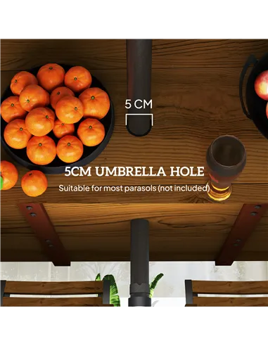 Outsunny Seven-Piece Wood Panel Patio Dining Set - Brown/Black