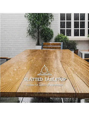 Outsunny Seven-Piece Wood Panel Patio Dining Set - Brown/Black