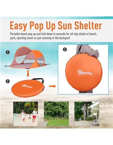 Outsunny Fibreglass Frame 2 Person Pop-Up Lightweight Camping Tent Orange