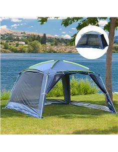 Outsunny 5-8 Persons Pop Up Tent Camping Gazebo Garden Tent-Dark Blue/Green 2