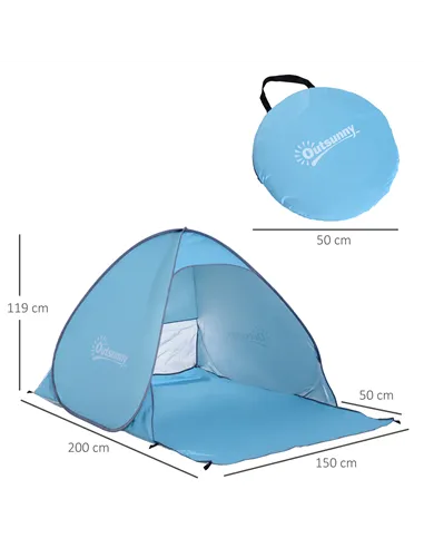 Outsunny 2-3 Person Pop up Beach Tent Hiking UV 30+ Protection Patio Sun Shelter (Blue)