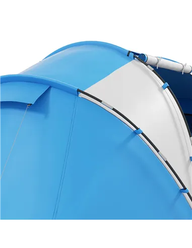 Outsunny 4-6 Man Camping Tent w/ Two Bedroom, Hiking Sun Shelter, UV Protection Tunnel Tent, Blue and White