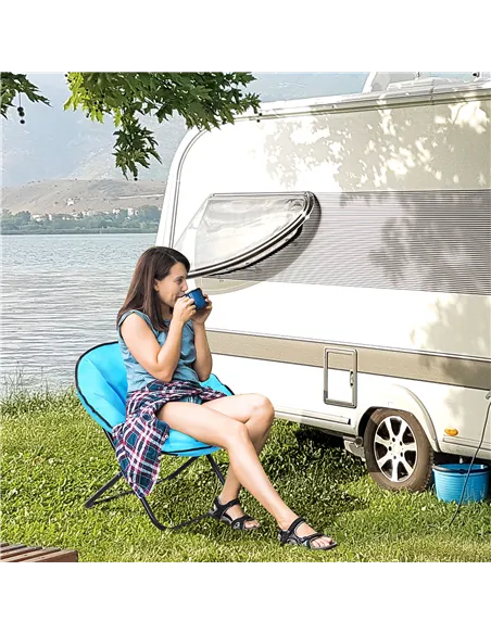 Outsunny Camping Moon Chair, Portable Folding Camping Chair for Adults with Wide Padded Oxford Seat for Outdoor Camp, Travel, Fi