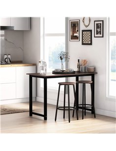 HOMCOM Bar Stools, Set of 2 Kitchen Breakfast Stools with Sturdy Steel Frame, Industrial Tall Bar Chairs, 65cm High Seat, Rustic 2