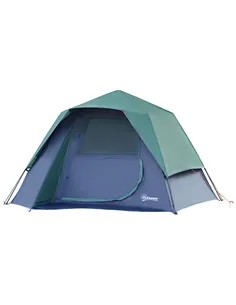 Outsunny Fibreglass Frame 3/4 Person Lightweight Camping Tent Green