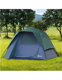 Outsunny Fibreglass Frame 3/4 Person Lightweight Camping Tent Green 2