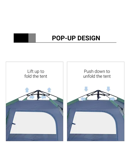Outsunny Fibreglass Frame 3/4 Person Lightweight Camping Tent Green