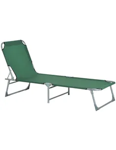 Outsunny Reclining Sun Lounger Chair Folding Camping Bed with 4-Position Adjustable Backrest, for Travel Indoor Outdoor Office F