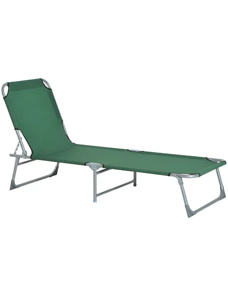 Outsunny Reclining Sun Lounger Chair Folding Camping Bed with 4-Position Adjustable Backrest, for Travel Indoor Outdoor Office F