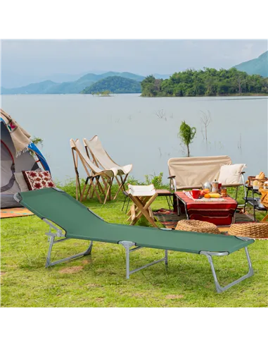 Outsunny Reclining Sun Lounger Chair Folding Camping Bed with 4-Position Adjustable Backrest, for Travel Indoor Outdoor Office F