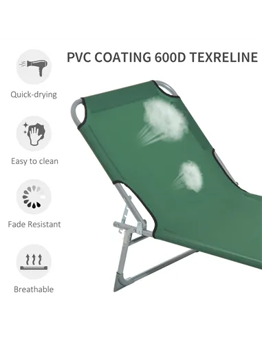 Outsunny Reclining Sun Lounger Chair Folding Camping Bed with 4-Position Adjustable Backrest, for Travel Indoor Outdoor Office F