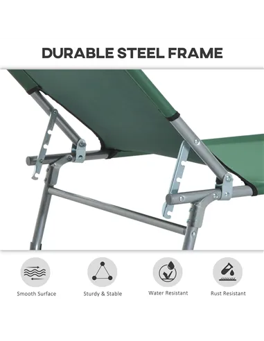 Outsunny Reclining Sun Lounger Chair Folding Camping Bed with 4-Position Adjustable Backrest, for Travel Indoor Outdoor Office F