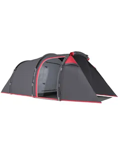 Outsunny 2-3 Person Tunnel Tent with Sewn-in Groundsheet, Air Vents, Rainfly, 2000mm Water Column, Camping Tent with 1 Bedroom, 