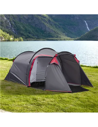 Outsunny 2-3 Person Tunnel Tent with Sewn-in Groundsheet, Air Vents, Rainfly, 2000mm Water Column, Camping Tent with 1 Bedroom, 
