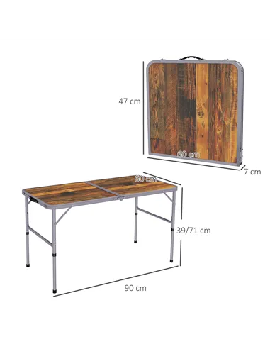 Outsunny 3ft Folding Camping Table Height Adjustable Aluminium Outdoor Garden Party Picnic BBQ Trestle Table Field Kitchen